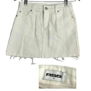 RSQ White Denim Mini Skirt Cut Off Sz 14 Girls